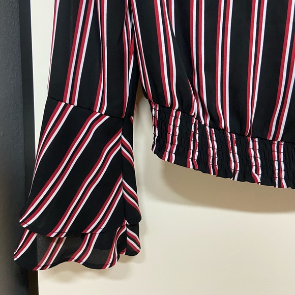 Women's Blouse - Business Casual - Stripes - Black - Red - Flare Sleeves - H&M - Picture 7 of 9